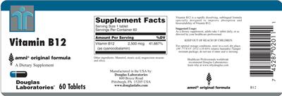 Photo of the Douglas Laboratories Vitamin B12 label