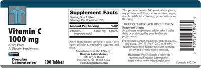 Photo of the Douglas Laboratories Vitamin C 1000 mg label