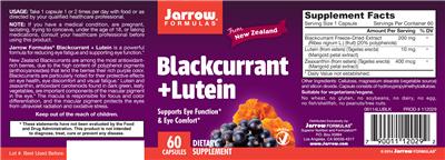 Photo of the Jarrow Formulas Blackcurrant + Lutein label