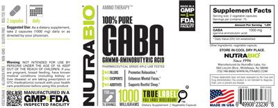 100% Pure GABA 1000 Milligrams