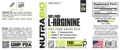 100% Pure L-Arginine 1500 Milligrams