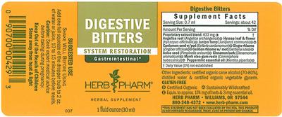 Photo of the Herb Pharm Digestive Bitters label