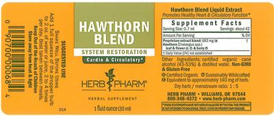 Photo of the Herb Pharm Hawthorn Blend label