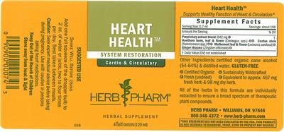 Photo of the Herb Pharm Heart Health label