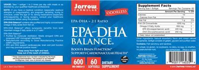 Photo of the Jarrow Formulas EPA-DHA Balance label