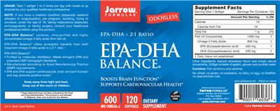Photo of the Jarrow Formulas EPA-DHA Balance label