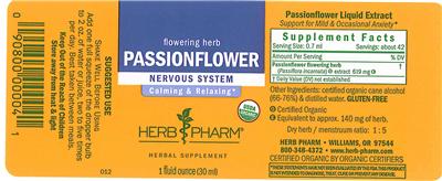 Photo of the Herb Pharm Passionflower label