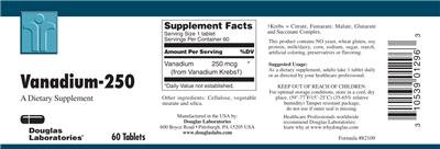Photo of the Douglas Laboratories Vanadium-250 label