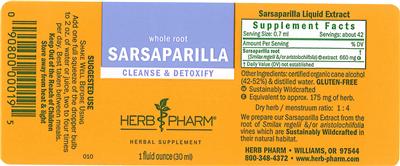 Photo of the Herb Pharm Sarsaparilla label