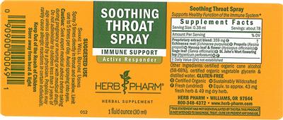 Photo of the Herb Pharm Soothing Throat Spray label