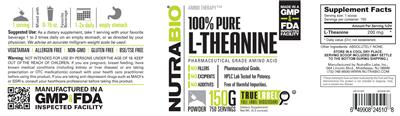 Photo of the NutraBio 100% Pure L-Theanine label