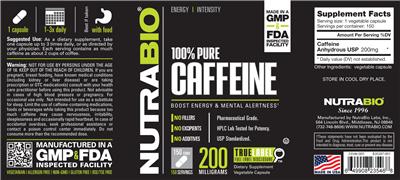 100% Pure Caffeine 200 Milligrams