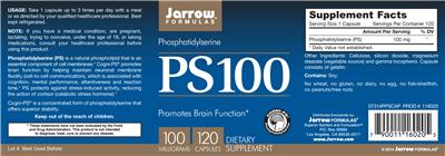 Photo of the Jarrow Formulas PS100 100 mg label