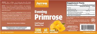 Photo of the Jarrow Formulas Evening Primrose 1300 mg label