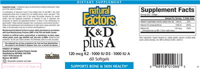 Photo of the Natural Factors K & D Plus A label