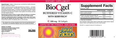 Photo of the Natural Factors BioCgel label
