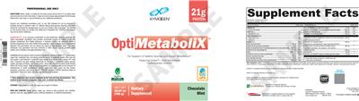 Photo of the XYMOGEN OptiMetaboliX Chocolate Mint label