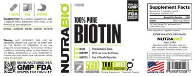 100% Pure Biotin 5000 Micrograms