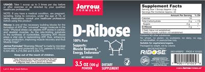 Photo of the Jarrow Formulas D-Ribose label