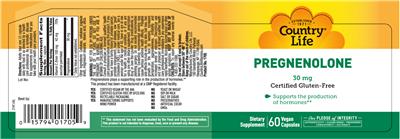 Photo of the Country Life Pregnenolone 30 mg label