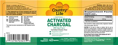 Photo of the Country Life Activated Charcoal label