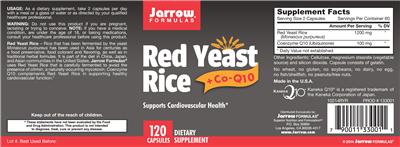 Photo of the Jarrow Formulas Red Yeast Rice label