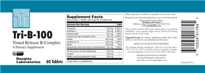 Photo of the Douglas Laboratories Tri-B-100 label