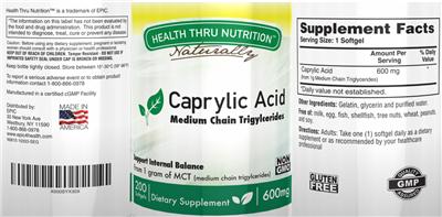 Photo of the Health Thru Nutrition Naturally Caprylic Acid label