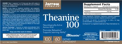 Photo of the Jarrow Formulas Theanine 100 mg label
