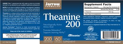 Photo of the Jarrow Formulas Theanine 200 mg label