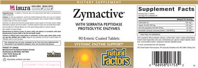 Photo of the Natural Factors Zymactive Proteolytic Enzymes label