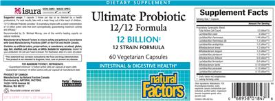Photo of the Natural Factors Ultimate Probiotic 12/12 Formula 12 Billion label
