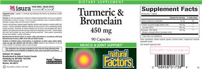 Photo of the Natural Factors Turmeric & Bromelain 450 mg label