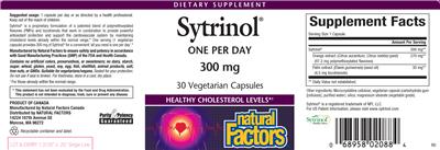 Photo of the Natural Factors Sytrinol label