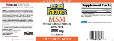 Photo of the Natural Factors MSM 1000 mg label