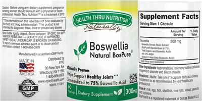 Photo of the Health Thru Nutrition Naturally Boswellia label