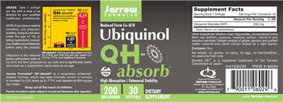 Photo of the Jarrow Formulas QH-absorb 200 mg label
