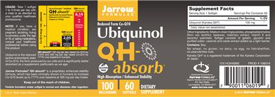 Photo of the Jarrow Formulas QH-absorb 100 mg label