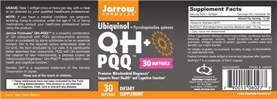 Photo of the Jarrow Formulas QH + PQQ label