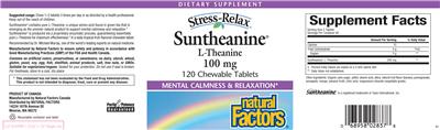 Photo of the Natural Factors Stress-Relax Suntheanine label