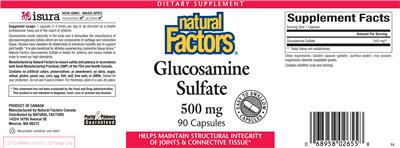 Photo of the Natural Factors Glucosamine Sulfate 500 mg label