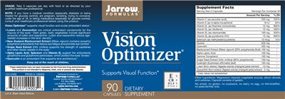 Photo of the Jarrow Formulas Vision Optimizer label