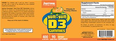 Yum-Yum D3 Gummies 400 IU Orange Flavor