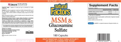 Photo of the Natural Factors MSM & Glucosamine Sulfate label
