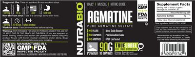 Photo of the NutraBio Agmatine label
