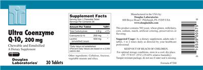 Photo of the Douglas Laboratories Ultra Coenzyme Q-10, 200 mg label