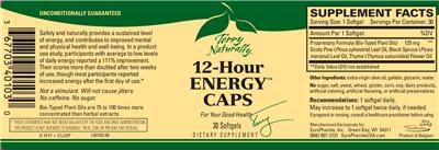 Photo of the Terry Naturally 12-Hour Energy Caps label