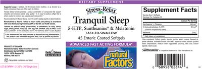 Photo of the Natural Factors Stress-Relax Tranquil Sleep label