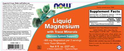 Photo of the NOW Liquid Magnesium With Trace Minerals label