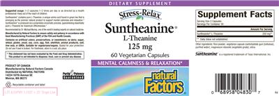Photo of the Natural Factors Stress-Relax Suntheanine L-Theanine 125 mg label